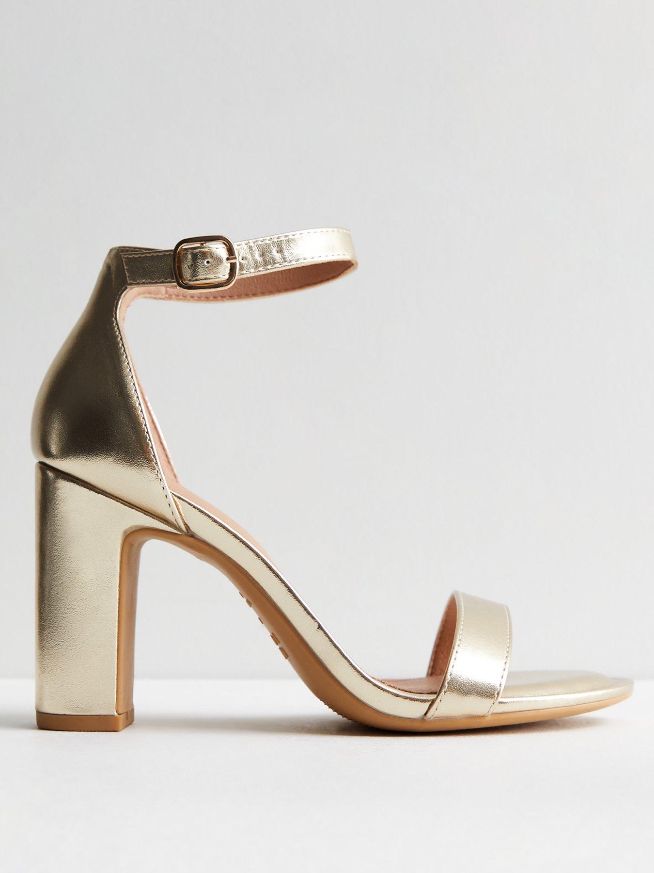 Shoe Land Cllaary-L Perspex heel, ankle strap with an adjustable buckle ( Clear Nude)